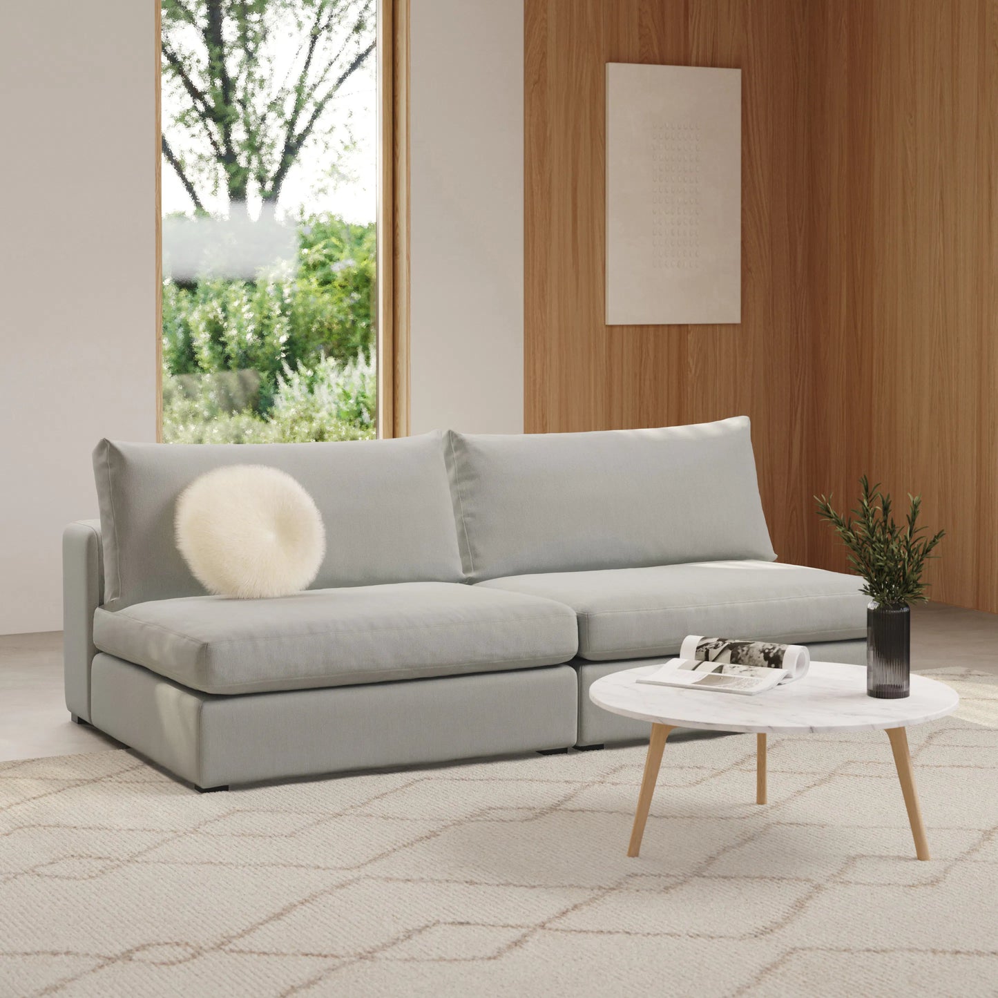 Sofá modular sin brazos Beta de 79 - Blanco cuarzo