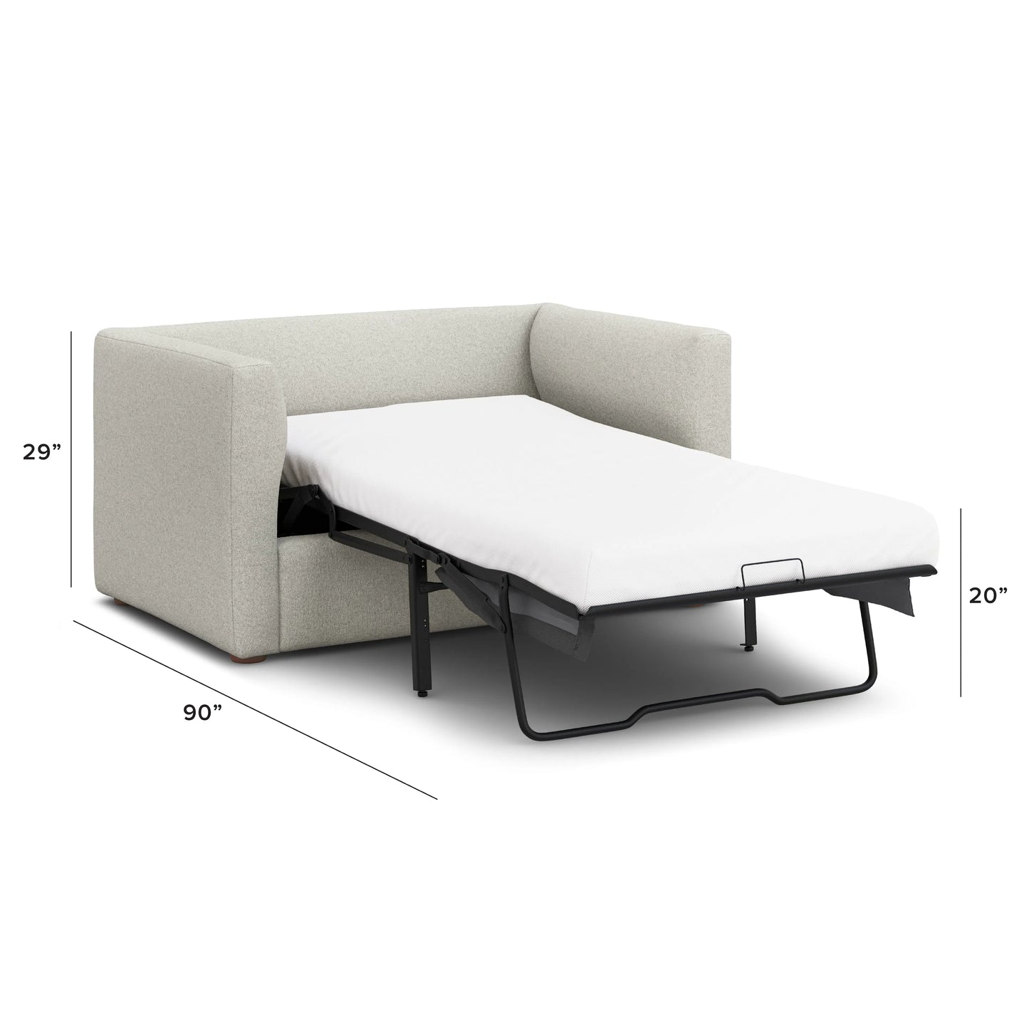 Sillón cama Marina de 57" - Color marfil trébol