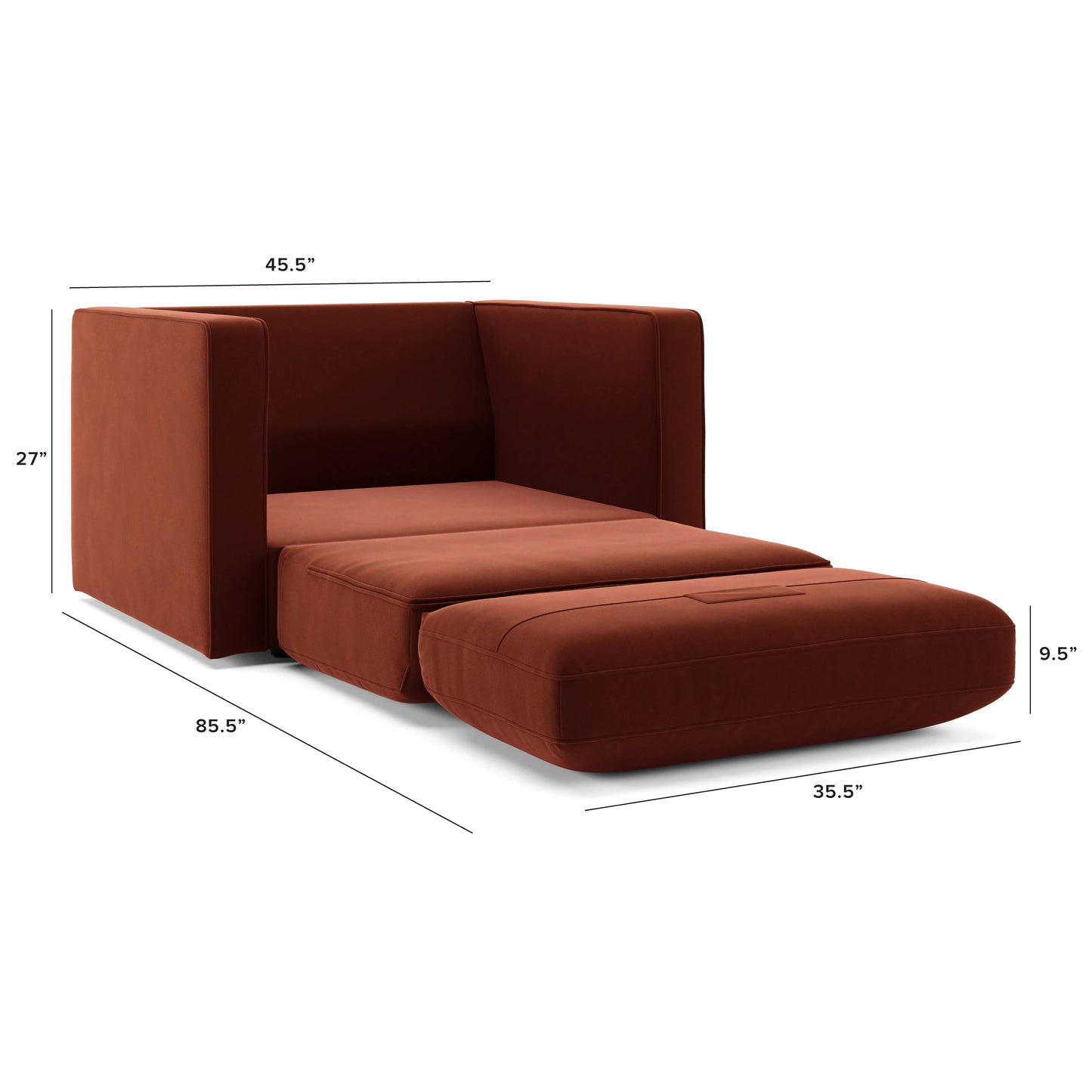 Sillón cama Sven de terciopelo capitoné de 115 cm