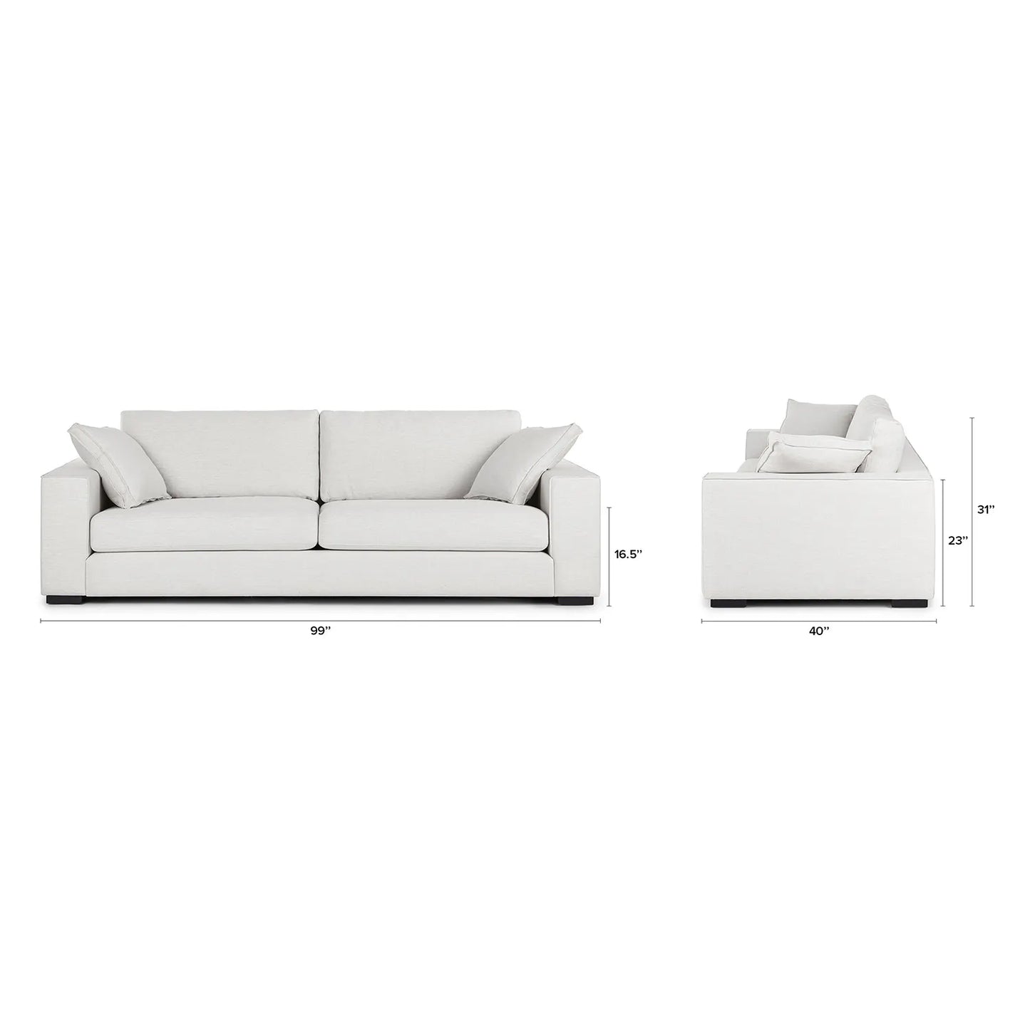 Sofá Sitka de 99" - Blanco cuarzo