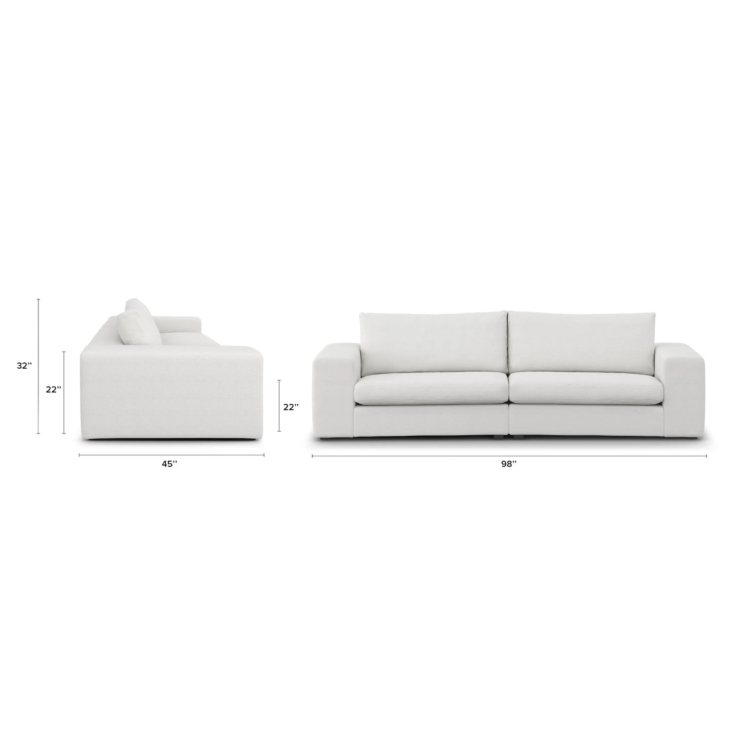 Sofá modular Flexi de 98" - Blanco cuarzo