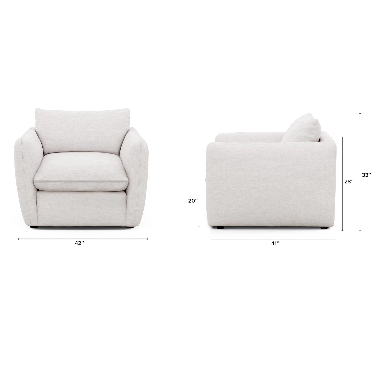 Sillón Leigh de 42" - Plata Marfil