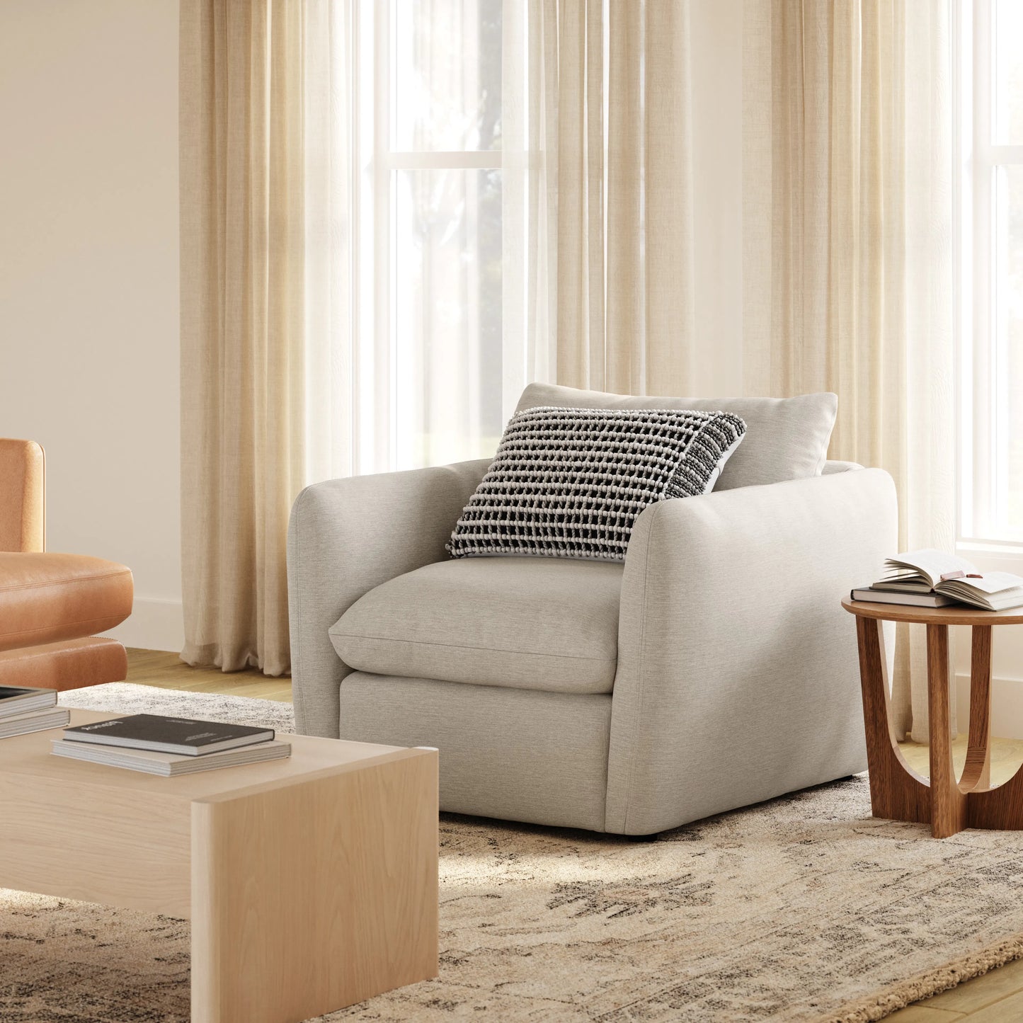 Sillón Leigh de 42" - Plata Marfil
