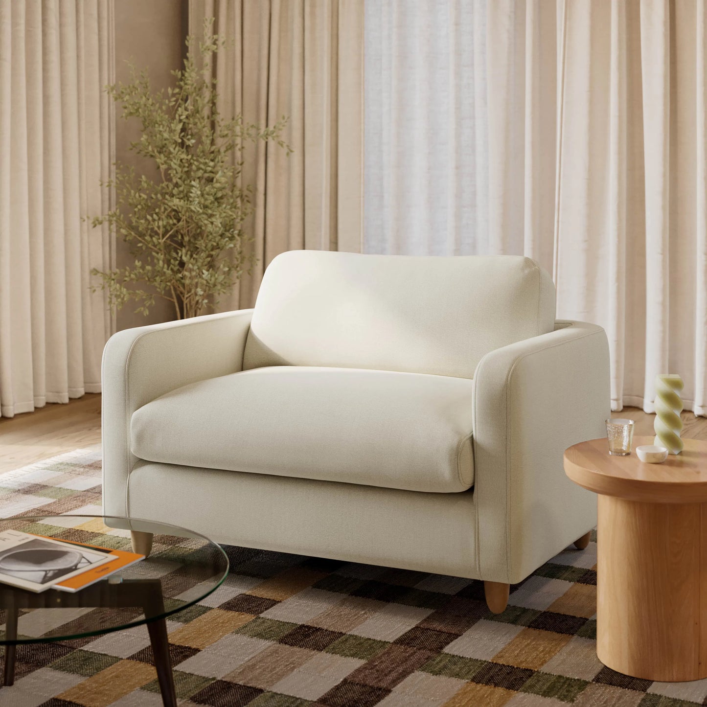 Sillón cama Vati de 57" - Color marfil