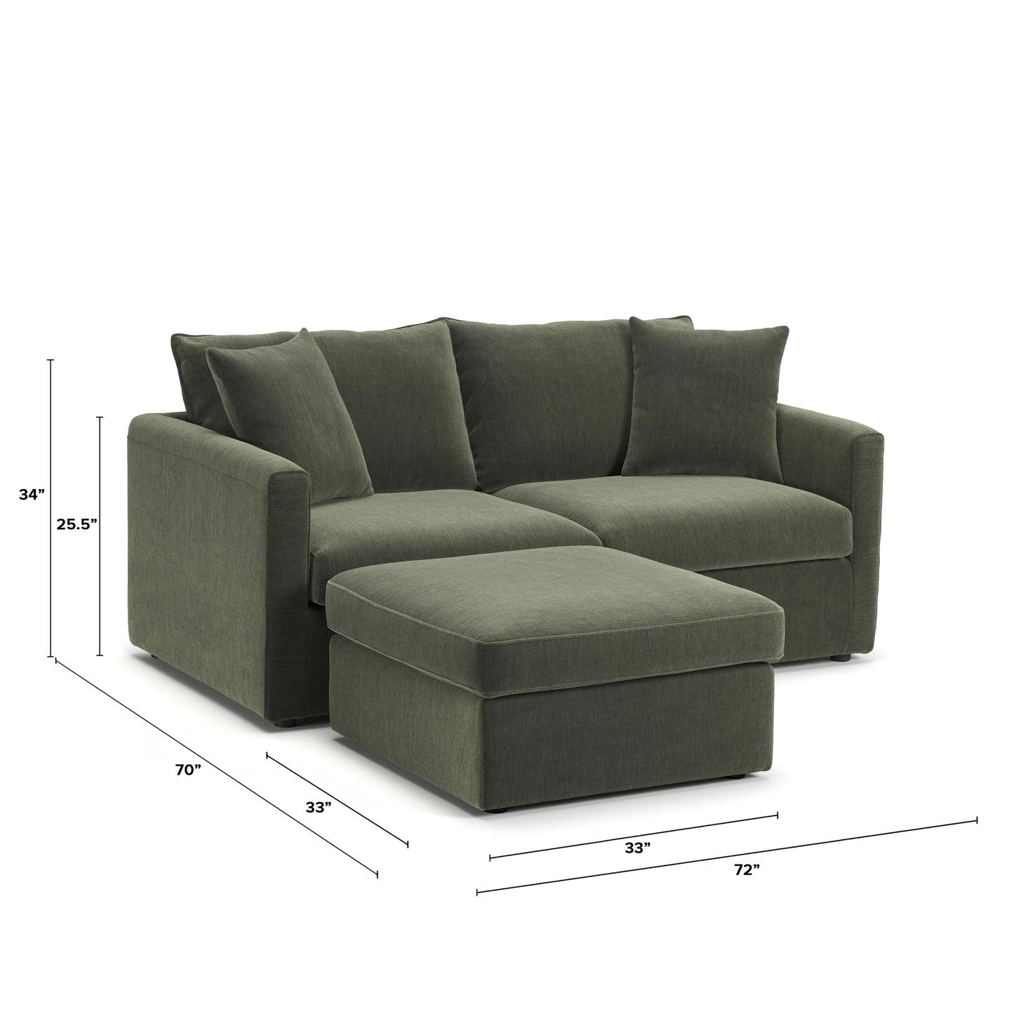 Sofá modular seccional Oliva de 72 pulgadas