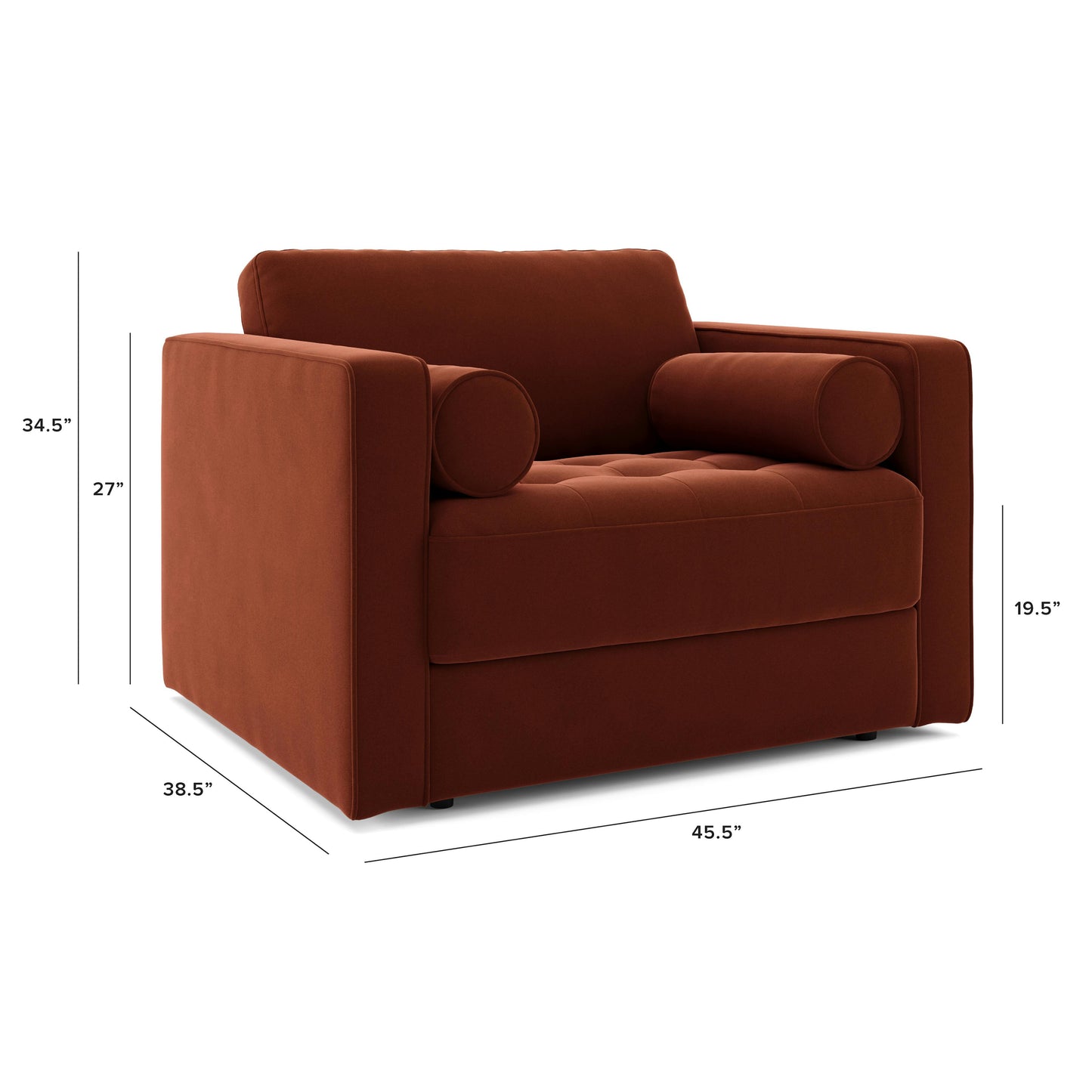 Sillón cama Sven de terciopelo capitoné de 115 cm