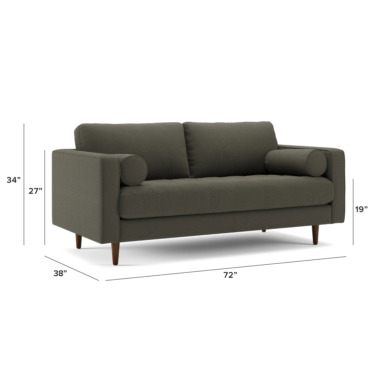 Sofá de dos plazas capitoné Sven de 72" - Verde musgo