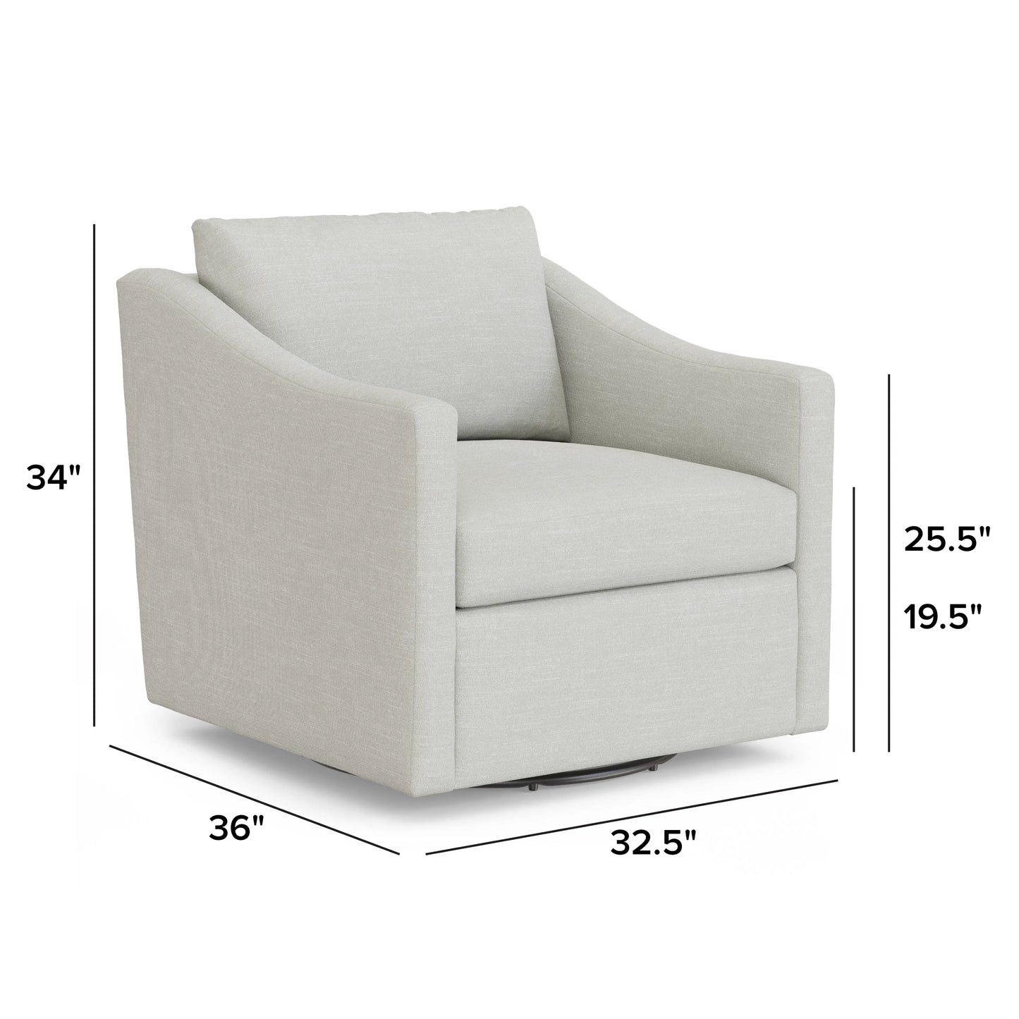 Sillón giratorio Landry de 82 cm (32,25") - Napa Dove